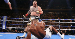 Andy Ruiz knocks down Anthony Joshua